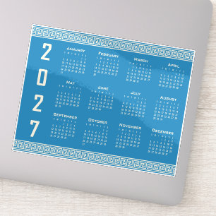 2027 Kalender, Griechisches Mäander, Cosmic Latte Aufkleber