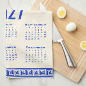2027 Kalender, Griechisches Mäander, Griechisch Bl Geschirrtuch (Viertel Falte)