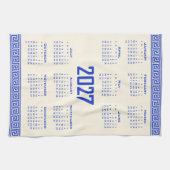 2027 Kalender, Griechisches Mäander, Griechisch Bl Geschirrtuch (Horizontal)