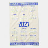 2027 Kalender, Griechisches Mäander, Griechisch Bl Geschirrtuch (Vertikal)