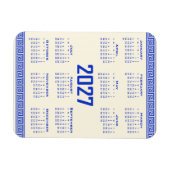 2027 Kalender, Griechisches Mäander, Griechisch Bl Magnet (Horizontal)