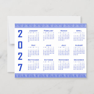 2027 Kalender, Griechisches Mäander, Griechisch Bl Magneteinladung