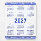 2027 Kalender, Griechisches Mäander, Griechisch Bl Mousepad (Vorne)
