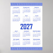 2027 Kalender, Griechisches Mäander, Griechisch Bl Poster (Vorne)