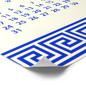 2027 Kalender, Griechisches Mäander, Griechisch Bl Poster (Ecke)