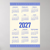 2027 Kalender, Griechisches Mäander, Griechisch Bl Poster (Vorne)