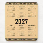 2027 Kalender, Griechisches Mäander, Schwarz auf B Mousepad (Vorne)