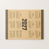 2027 Kalender, Griechisches Mäander, Schwarz auf B Puzzle (Horizontal)