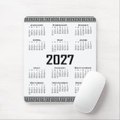 2027 Kalender, Griechisches Mäander, Schwarz auf W Mousepad (Mit Mouse)
