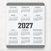 2027 Kalender, Griechisches Mäander, Schwarz auf W Mousepad (Vorne)