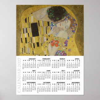 2027 Kalender, Groß, Der Kuss / Gustav Klimt Poster