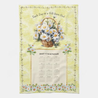2027 Kalender Handtuch Gelbe Daisy Geschenk von Go
