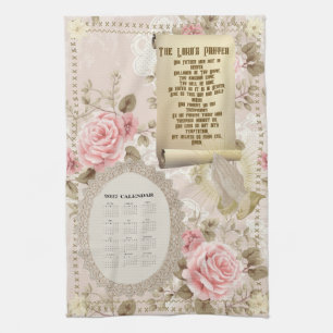 2027 Kalender Handtuch Vaterunser Rosa Rosen