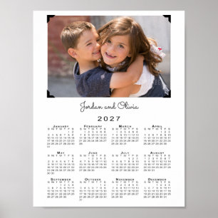 2027 Kalender Ihr Foto und Name Weiß Poster