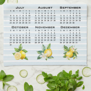 2027 Kalender im italienischen Stil Zitronen blaue Geschirrtuch