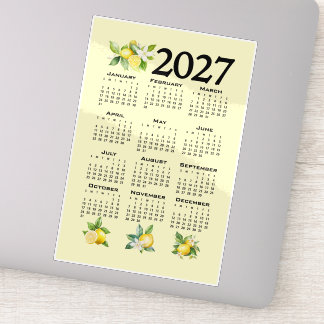 2027 Kalender im italienischen Stil Zitronen Gelb Aufkleber