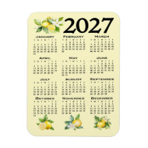 2027 Kalender im italienischen Stil Zitronen Gelb
