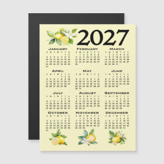 2027 Kalender im italienischen Stil Zitronen Gelb Magneteinladung