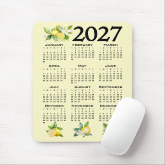 2027 Kalender im italienischen Stil Zitronen Gelb Mousepad