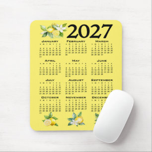 2027 Kalender im italienischen Stil Zitronen Gelb Mousepad