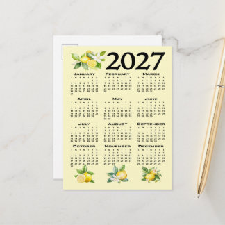 2027 Kalender im italienischen Stil Zitronen Gelb Postkarte