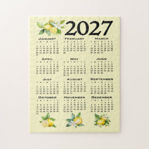 2027 Kalender im italienischen Stil Zitronen Gelb Puzzle