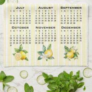 2027 Kalender im italienischen Stil Zitronen gelbe Geschirrtuch