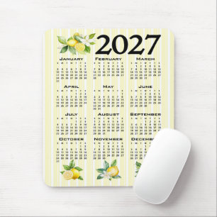 2027 Kalender im italienischen Stil Zitronen gelbe Mousepad