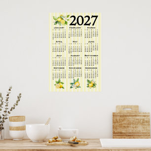 2027 Kalender im italienischen Stil Zitronen gelbe Poster