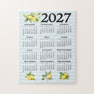 2027 Kalender italienischer Stil Zitronen blaue St Puzzle