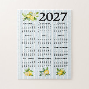 2027 Kalender italienischer Stil Zitronen blaue St Puzzle