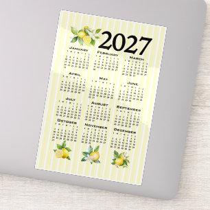 2027 Kalender italienischer Stil Zitronen gelbe St Aufkleber