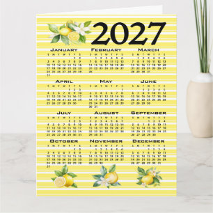 2027 Kalender italienischer Stil Zitronen gelbe St Karte