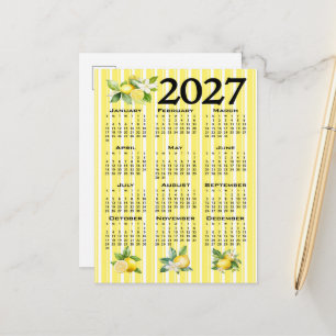 2027 Kalender italienischer Stil Zitronen gelbe St Postkarte