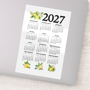 2027 Kalender italienischer Stil Zitronen weiß Aufkleber