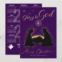 2027 Kalender Krippenszene Ehre Sei Gott Lila