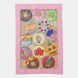 2027-Kalender-Küchenhandtücher mit Donuts Geschirrtuch
