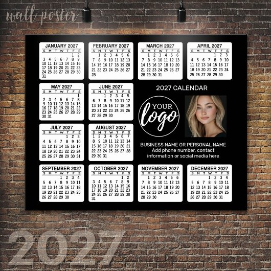 2027 Kalender - Logo, Foto Geschäft Poster