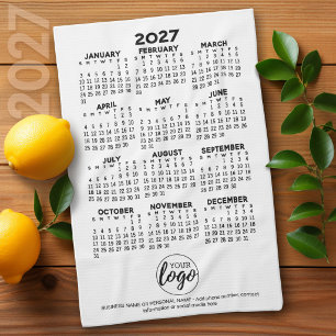 2027 Kalender - Logo, Geschäftswerbung Geschirrtuch