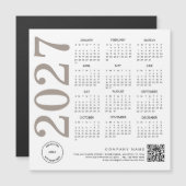 2027 Kalender Logo QR Code Neutral Beige Geschäft Magnetkarte (Vorne/Hinten)