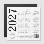 2027 Kalender Logo QR Code Schwarz-Weiß Geschäft Magnetkarte (Vorne/Hinten)