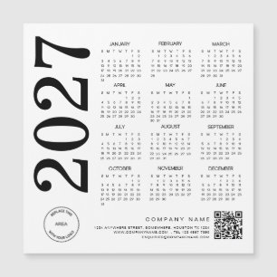 2027 Kalender Logo QR Code Schwarz-Weiß Geschäft Magnetkarte