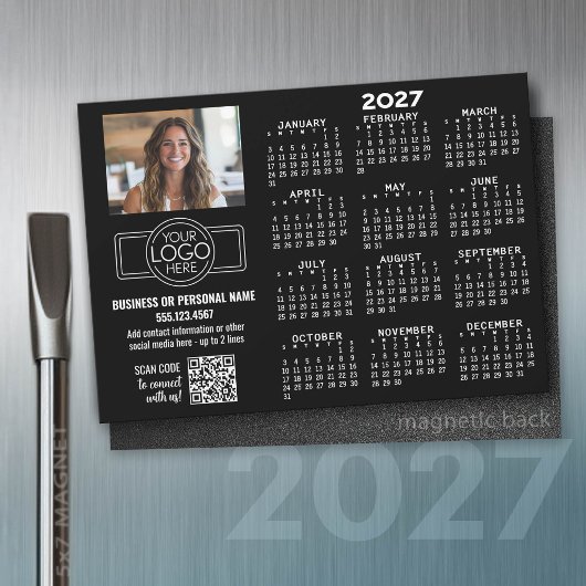 2027 Kalender MAGNET - Logo, QR-Code, Foto SCHWARZ