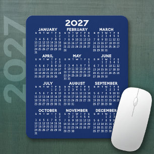 2027 Kalender - marineblauer Hintergrund - Vertika Mousepad
