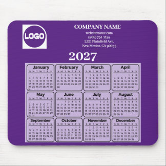 2027 Kalender mit benutzerdefiniertem Firmennamen Mousepad