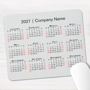 2027 Kalender mit Firmenname Hellgrau Mousepad