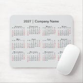 2027 Kalender mit Firmenname Hellgrau Mousepad (Mit Mouse)