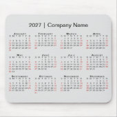 2027 Kalender mit Firmenname Hellgrau Mousepad (Vorne)