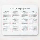 2027 Kalender mit Firmenname Weiß Mousepad (Vorne)