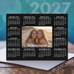 2027 Kalender mit Foto in der Mitte - Schwarz Weiß Postkarte